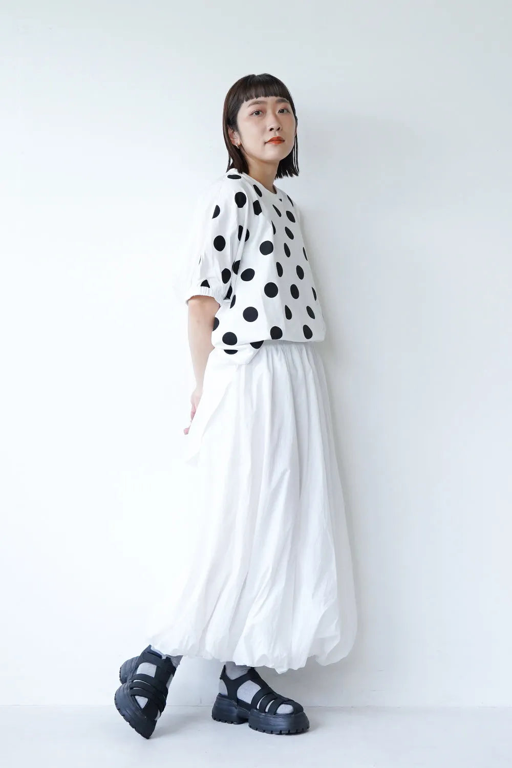 ドットプリントドルマン丸型カットソー