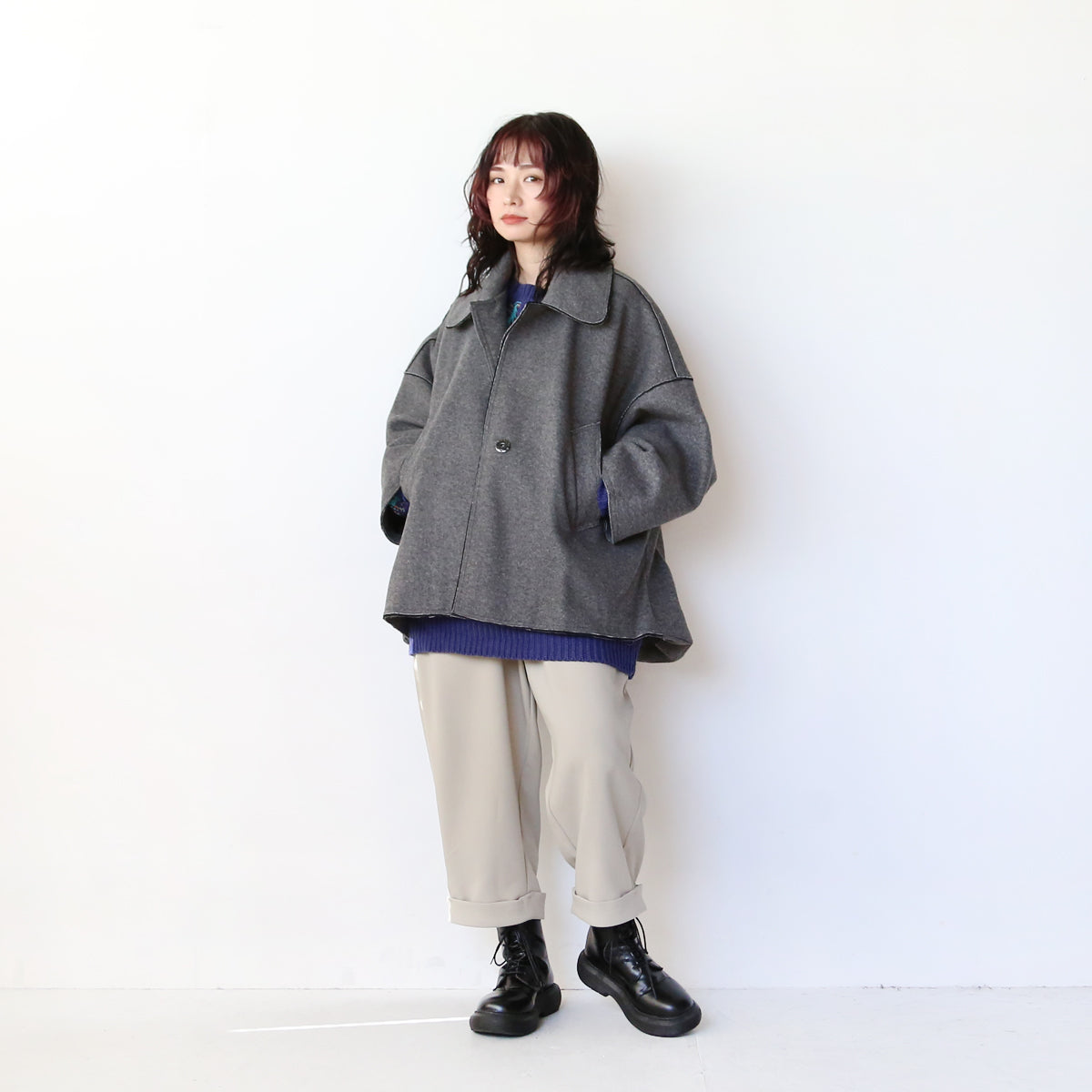 【10％OFFクーポン】ダッフルコート レディース 冬 カシミヤ ブレンド ウール ハンドメイド 手縫い 一枚仕立て ダッフル コート アウター  ダブルフェイス バイカラー レトロブルー/ネイビー 秋冬 30代 40代 ギフト プレゼント 7F (02000251r) | 三京商会（sankyo  