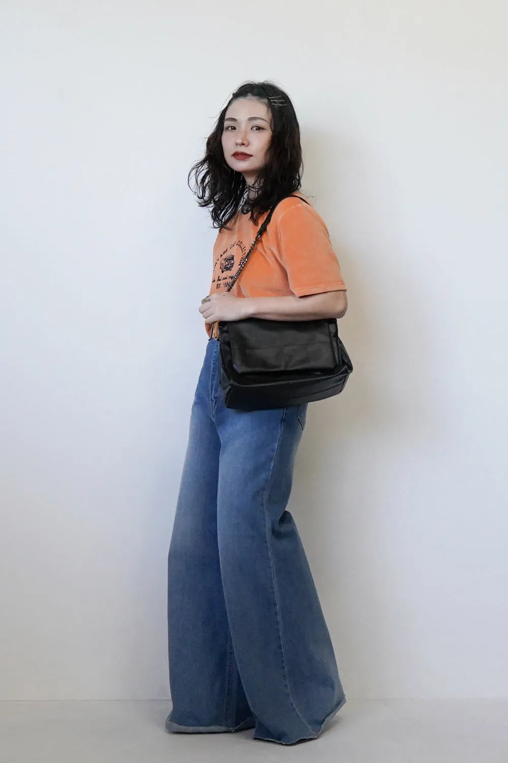 スクエアフラップチェーンショルダーバッグ