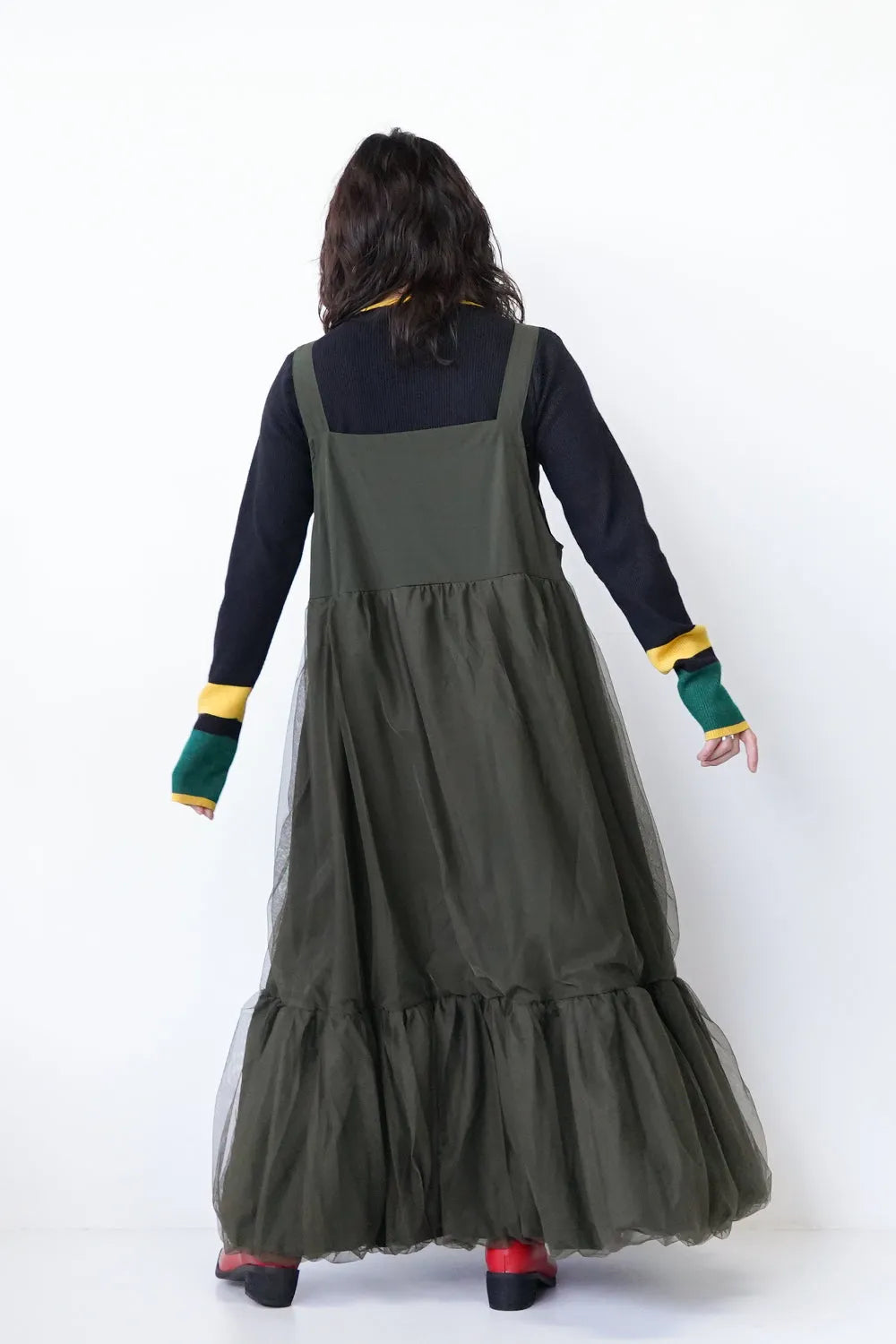 チュールレイヤードボリュームジャンパースカート