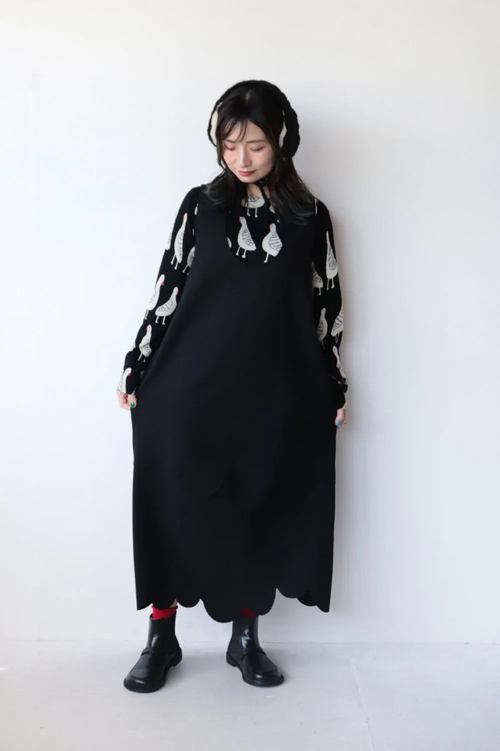 スカラップ切替ジャンパースカート