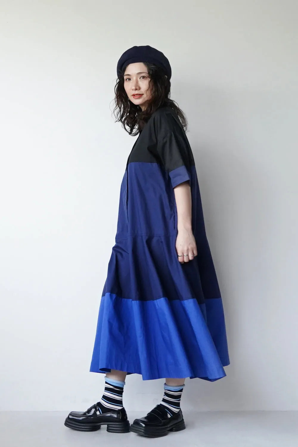 無地×マルチボーダーソックス