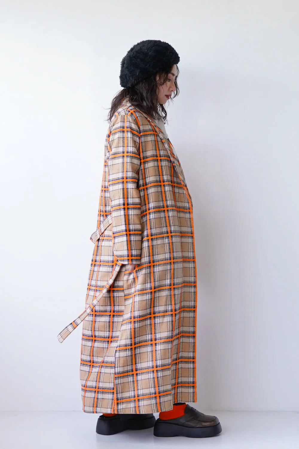 【LILA n’ citta】チェック柄ガウンコート