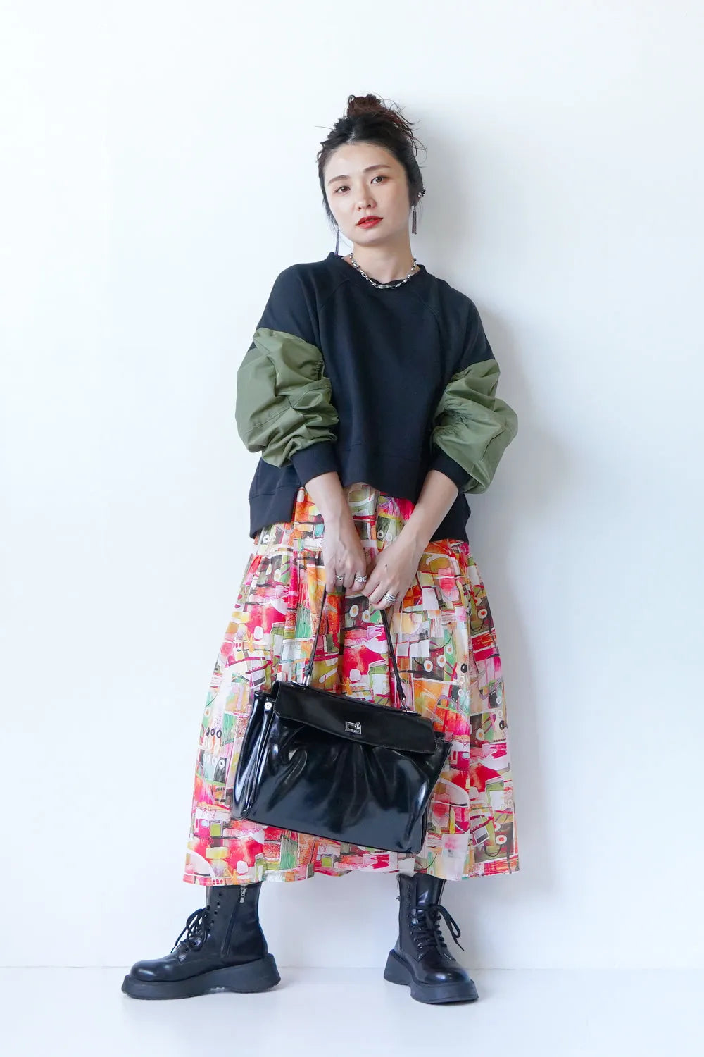 グラフィック柄コットンスカート