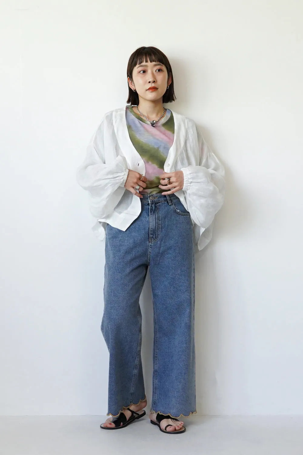 ドルマンリネンショートカーデ