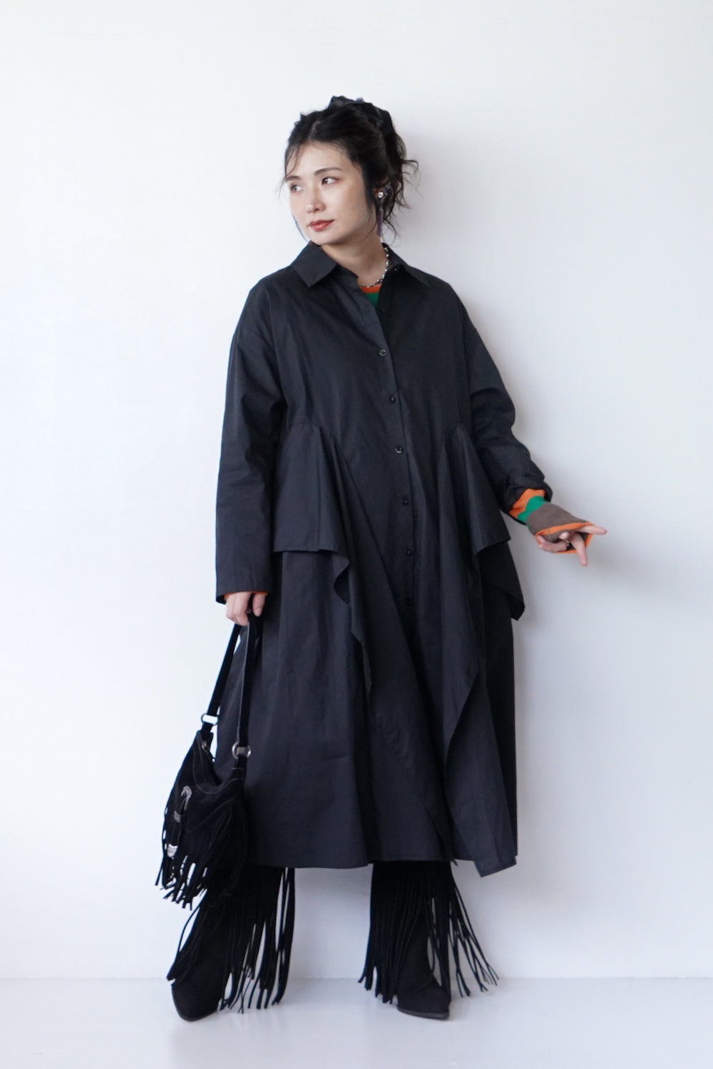 フリルレイヤードシャツワンピース – LILA & CITTA ONLINE SHOP