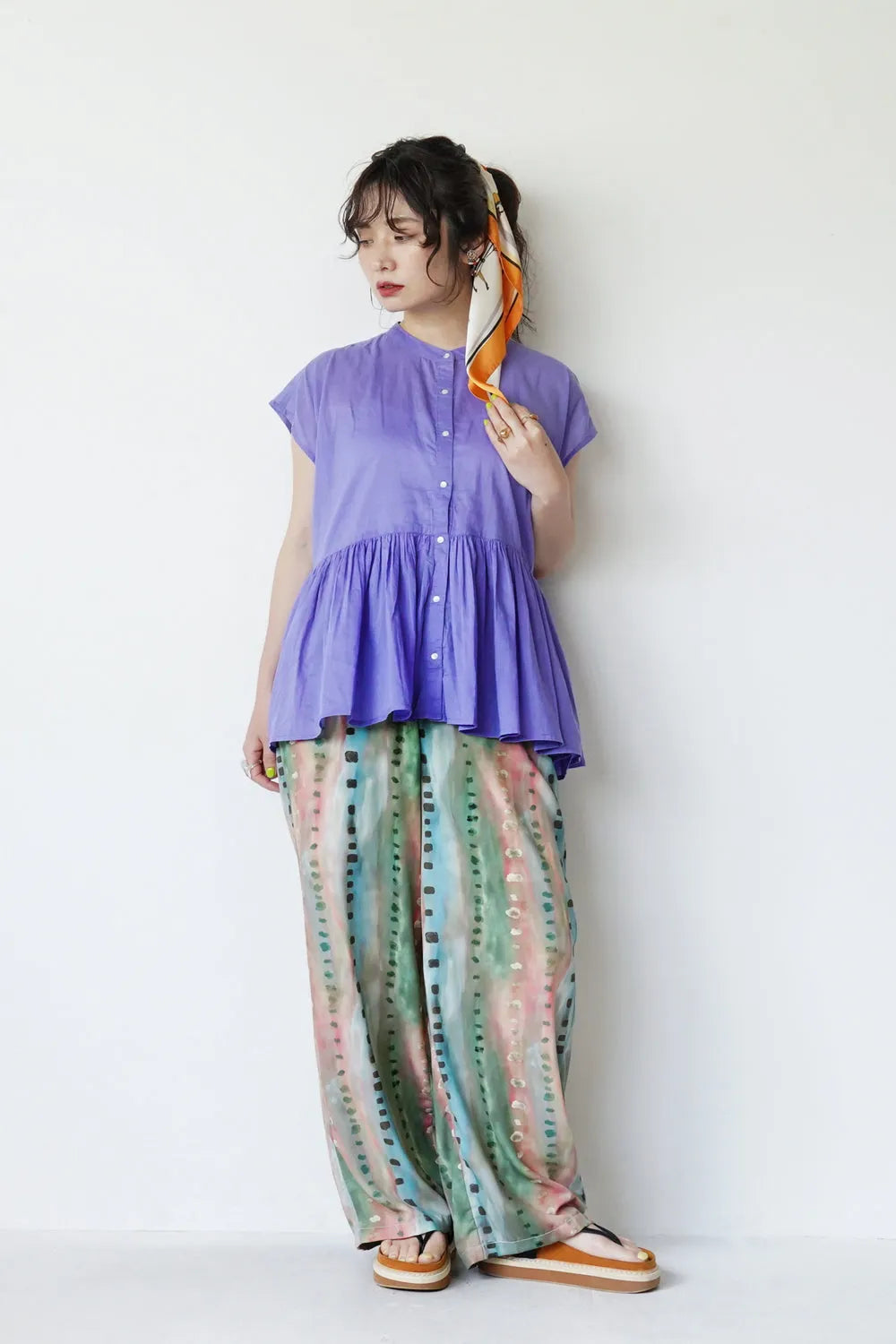 【LILA n’citta】ストライプドットイージーパンツ