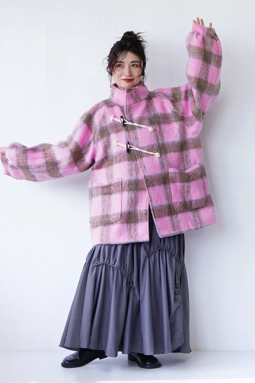 【LILA n' citta】チェック柄ハーフコート