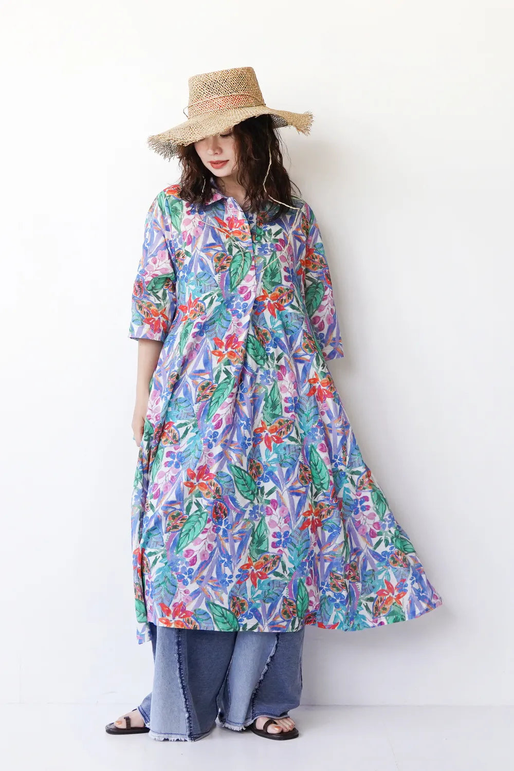 ボタニカル柄サイドタックフレアワンピース – LILA & CITTA ONLINE SHOP ボタニカル柄サイドタックフレアワンピース – LILA & CITTA ONLINE SHOP