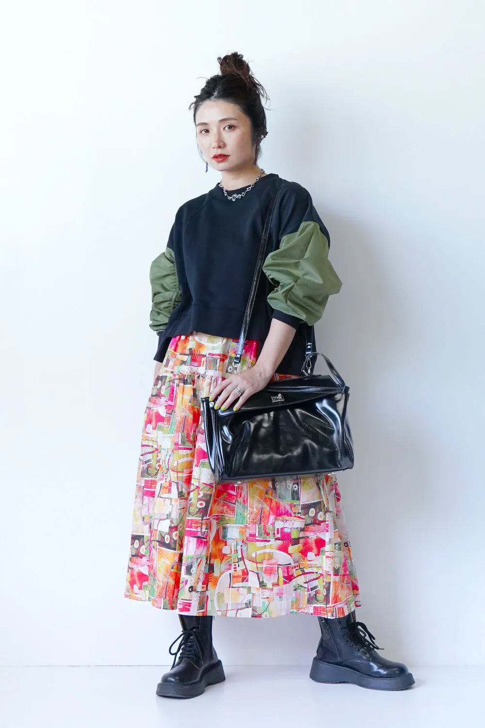 グラフィック柄コットンスカート