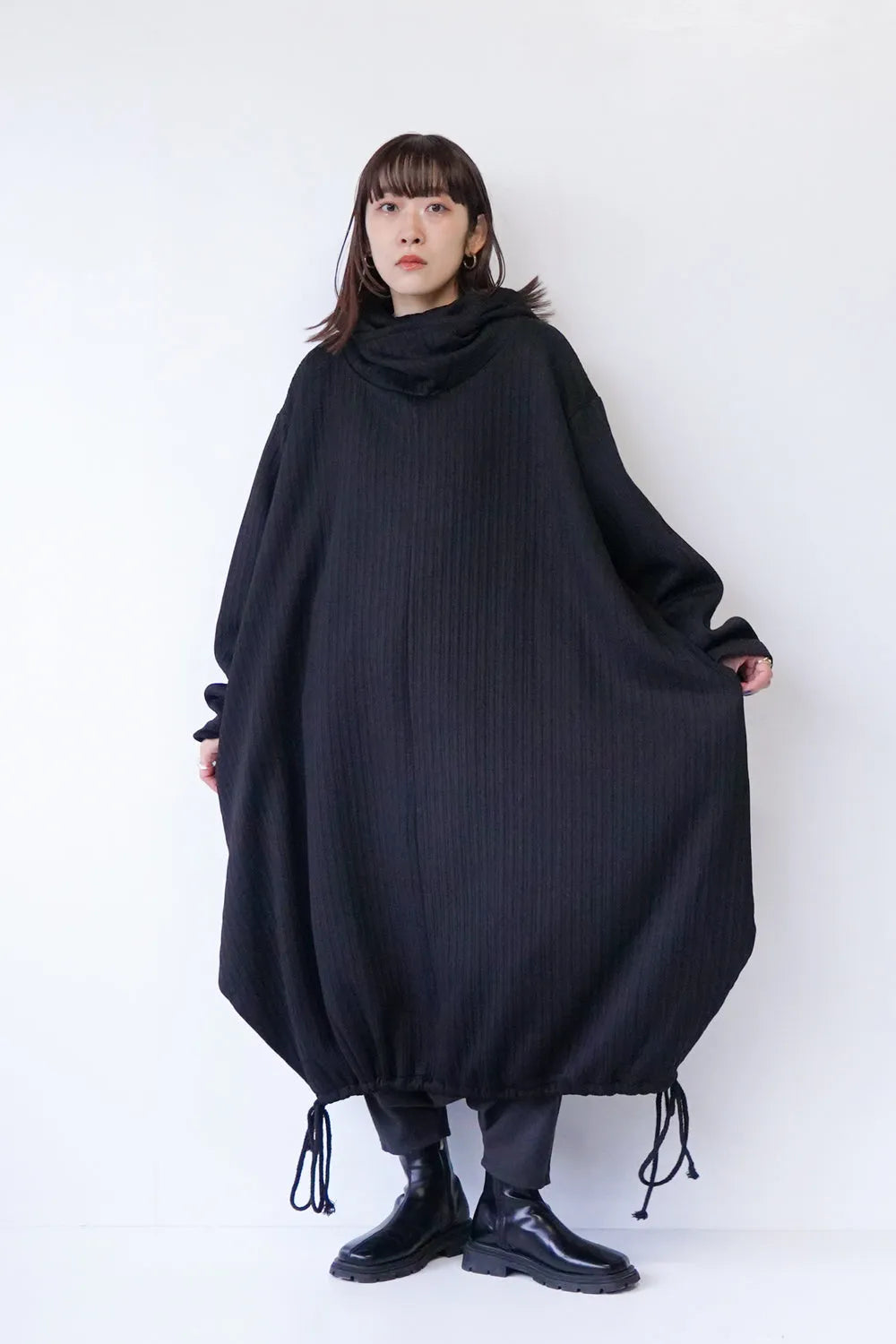 ハイネックフードビッグパーカワンピース