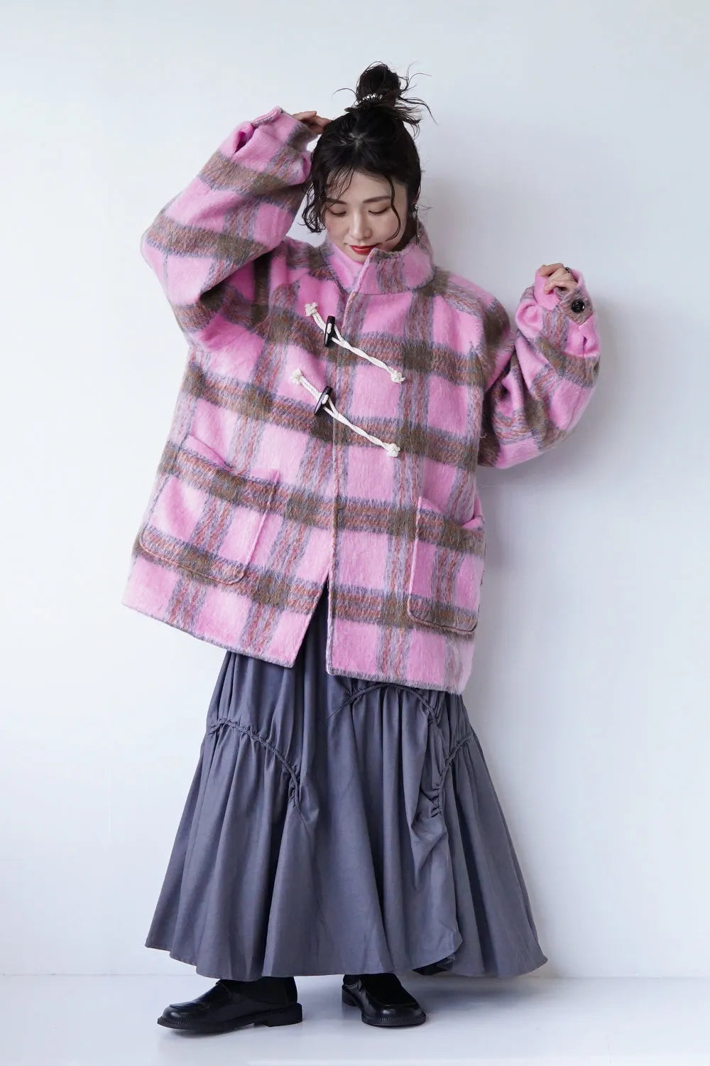 【LILA n' citta】チェック柄ハーフコート