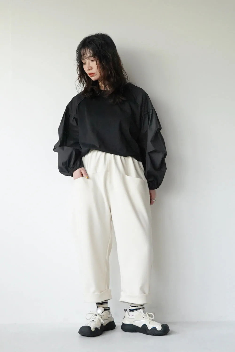 無地×マルチボーダーソックス