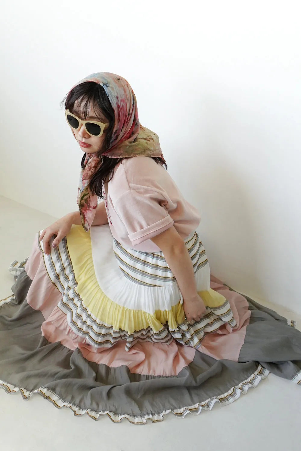 MICALLEMICALLE】ボーダー×無地ティアードフリルスカート – LILA MICALLEMICALLE】ボーダー×無地ティアードフリルスカート – LILA