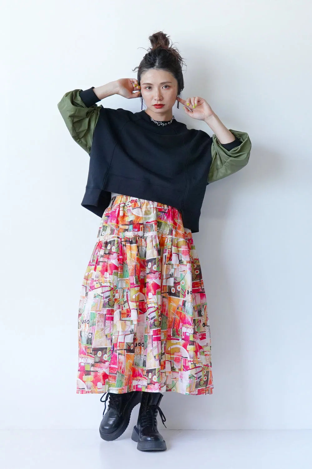 グラフィック柄コットンスカート