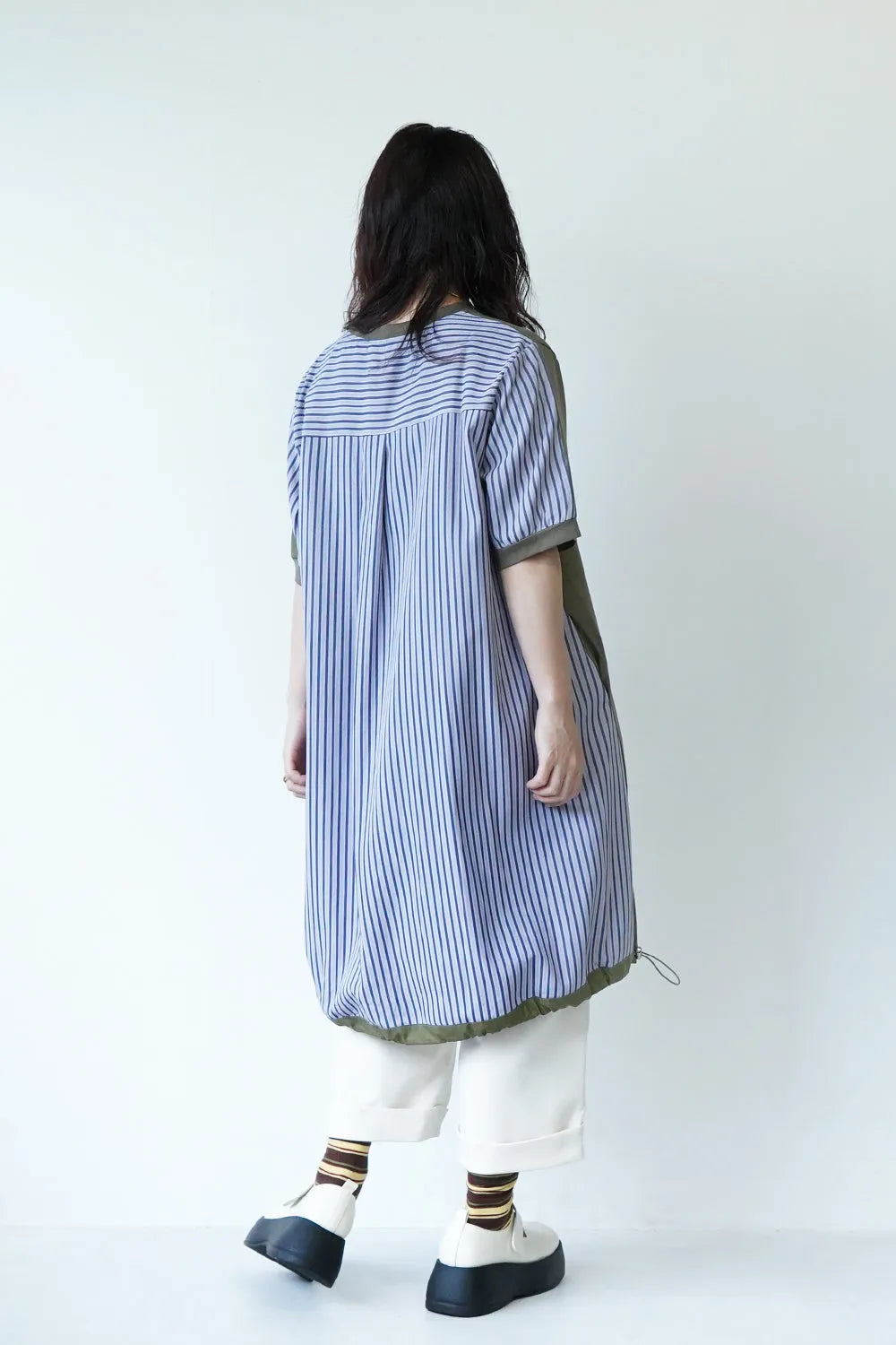 【MICALLE MICALLE】ストライプドロストヘムチュニックワンピース