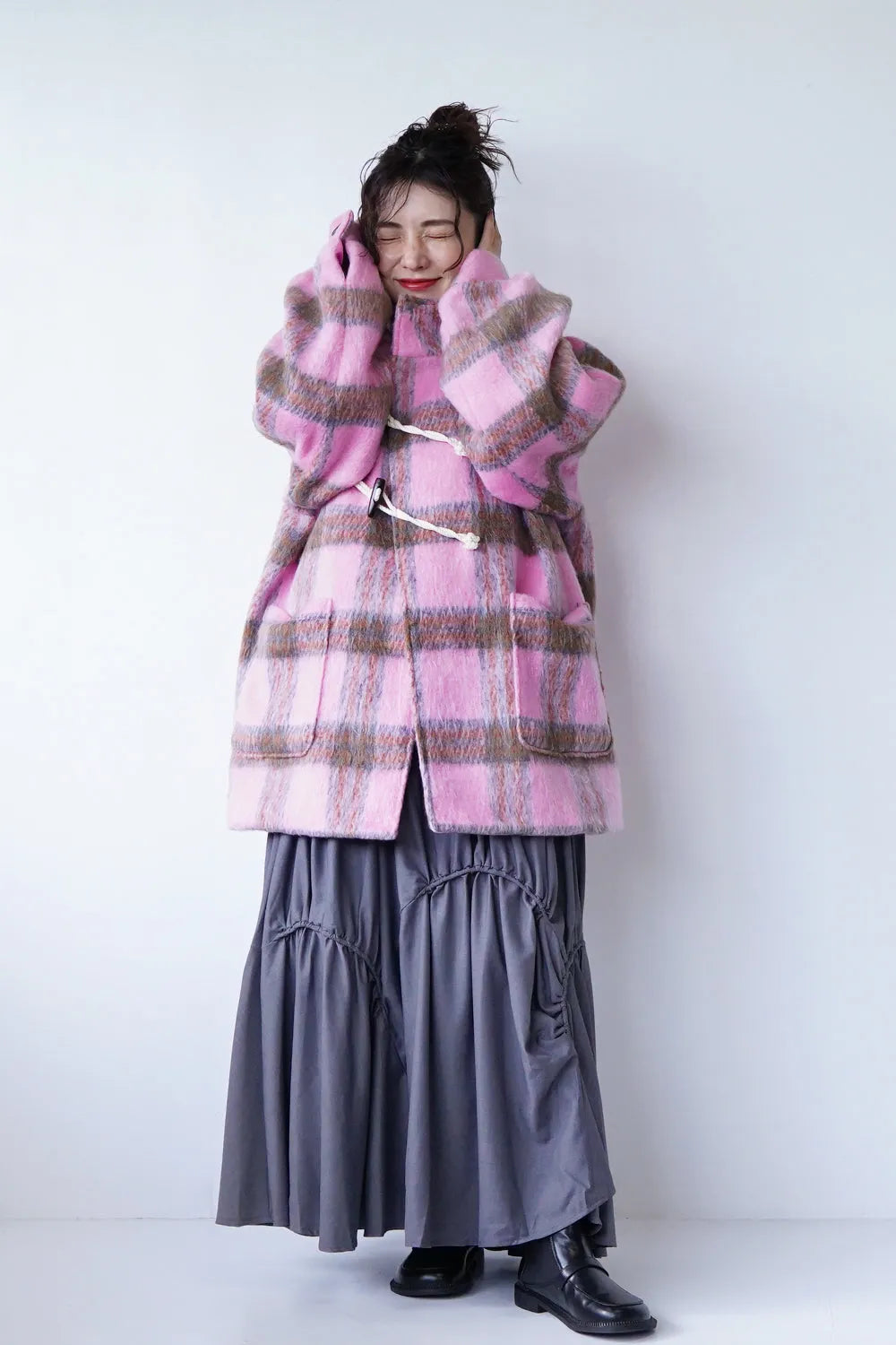 【LILA n' citta】チェック柄ハーフコート