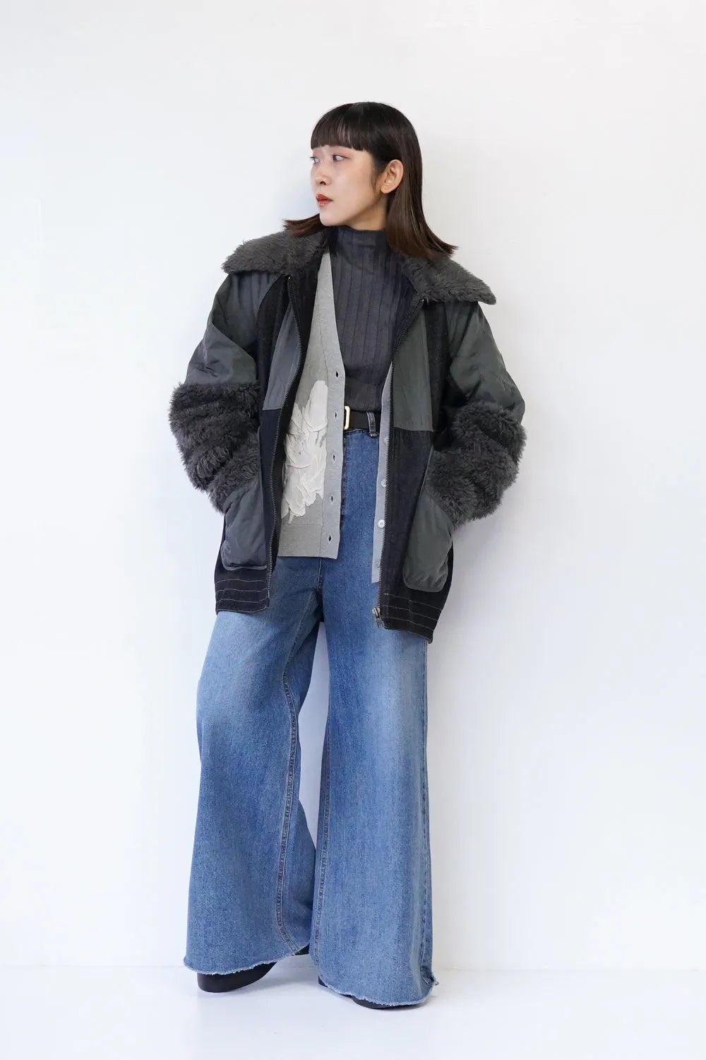 ボアMIXデニムジャケット