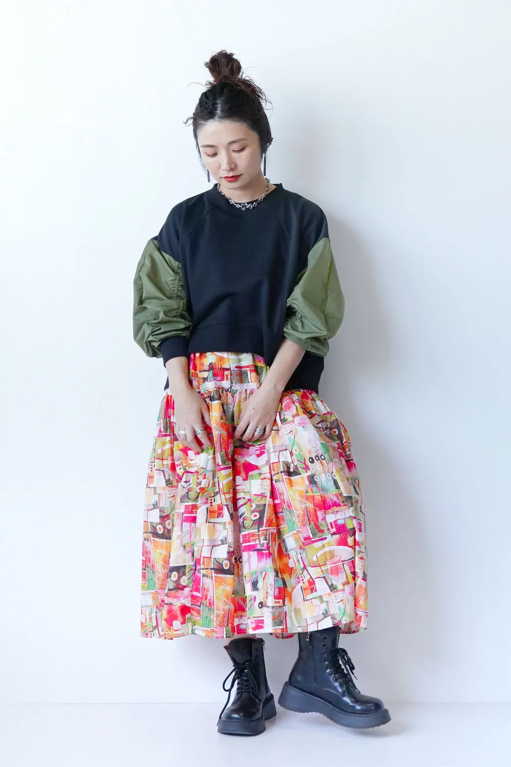グラフィック柄コットンスカート