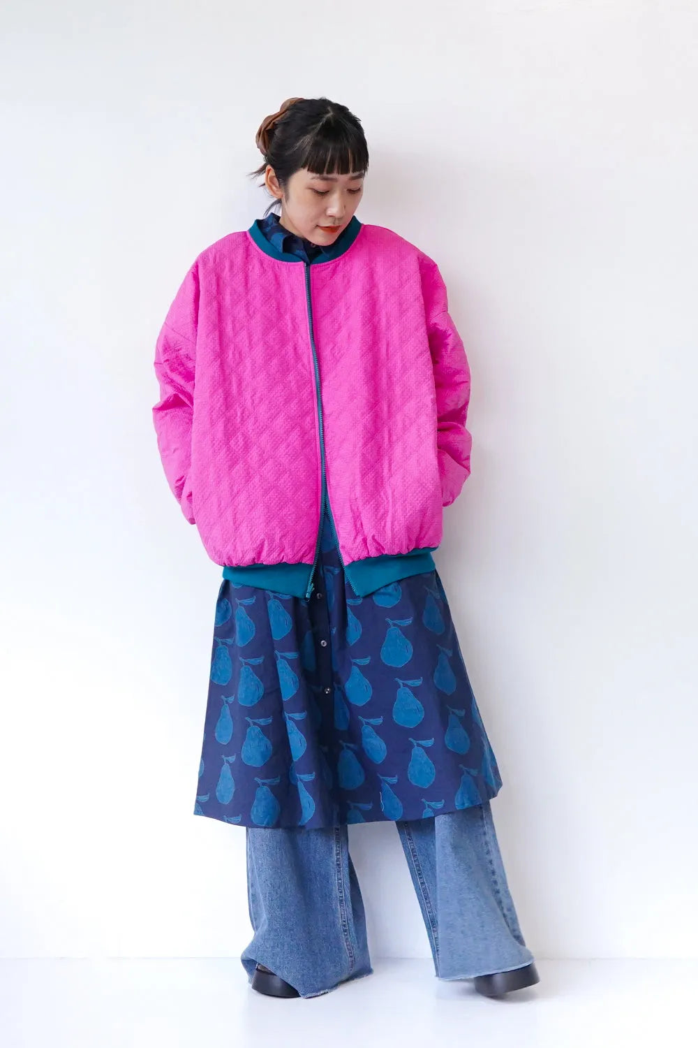 【LILA n’ citta】格子柄キルティングブルゾン