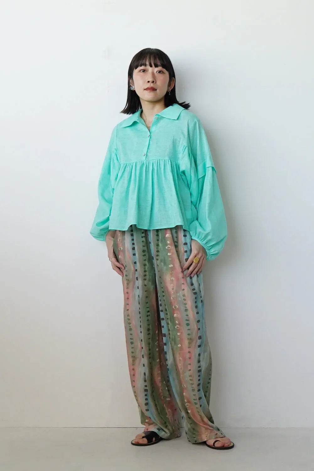 【LILA n’citta】ストライプドットイージーパンツ