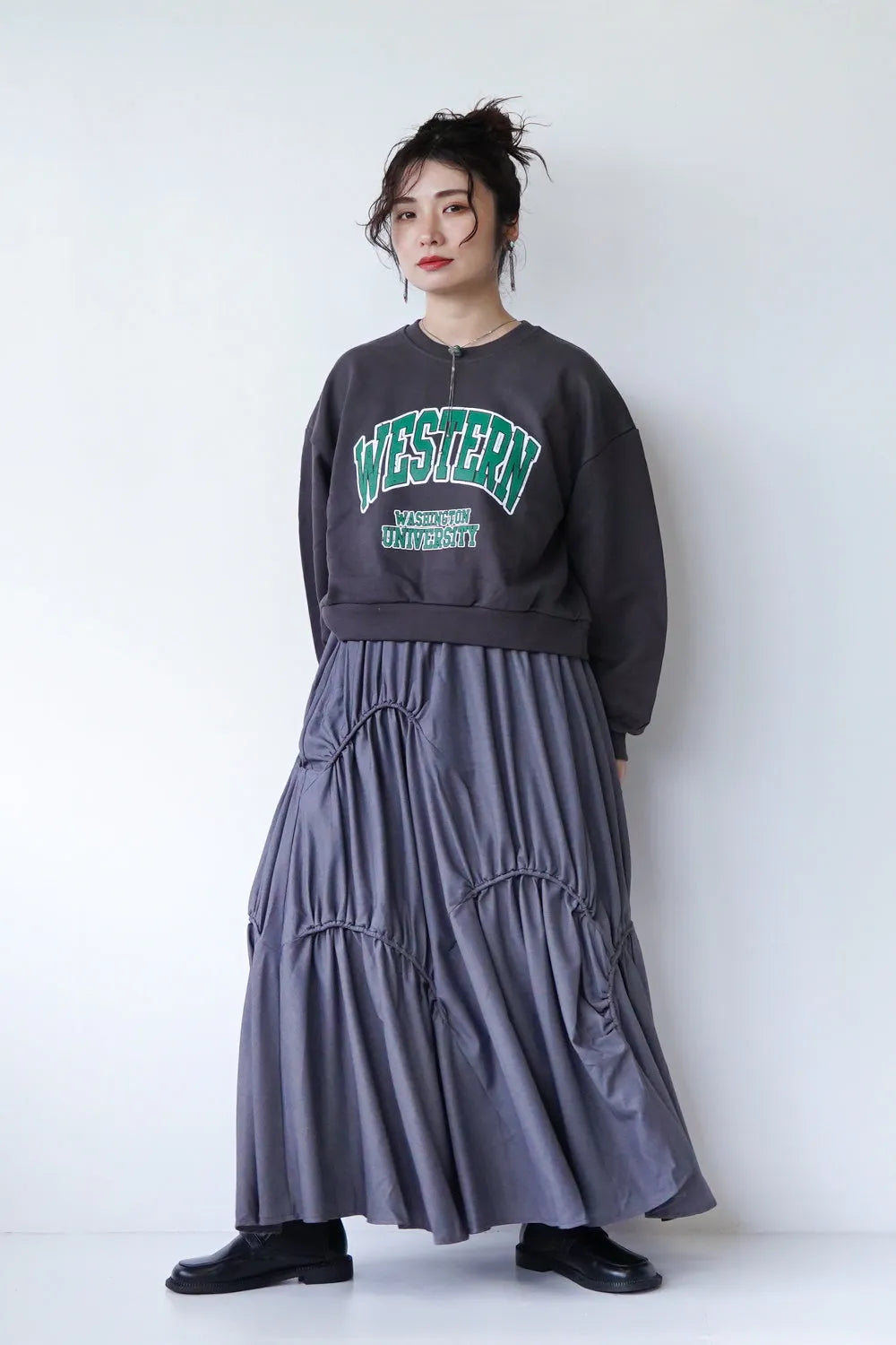 アンバランスドロストデザインロングスカート