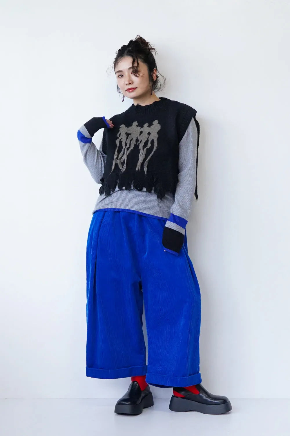 【MICALLE MICALLE】配色ラインニットソー