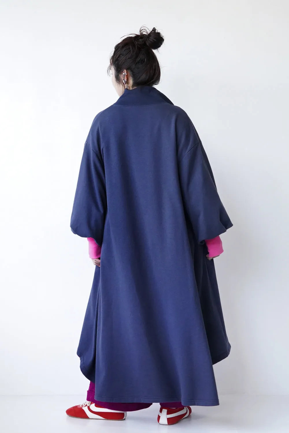 【LILA n' citta】裏毛ジップバイカラーワンピース