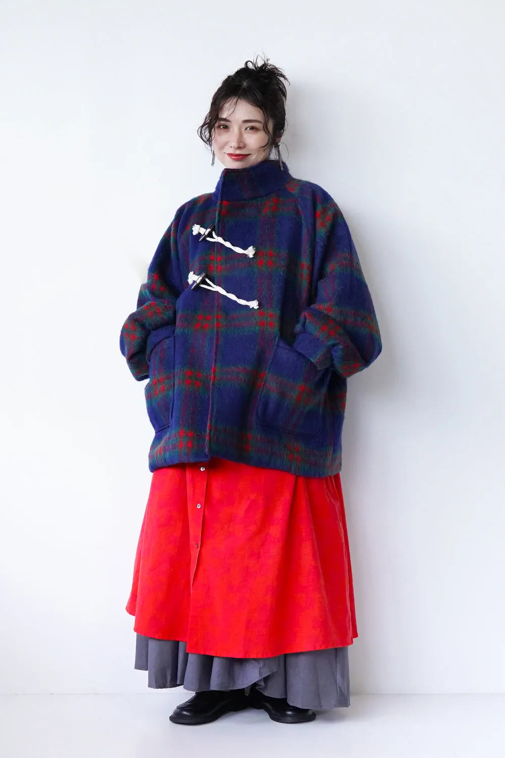 【LILA n' citta】チェック柄ハーフコート