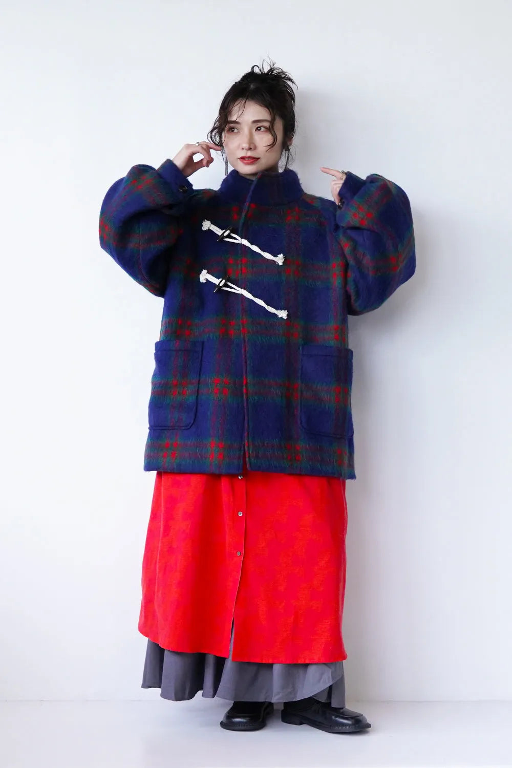 【LILA n' citta】チェック柄ハーフコート