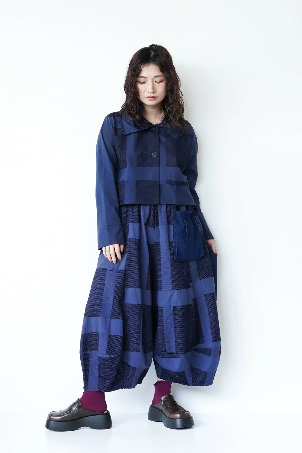 格子柄ショートジャケット