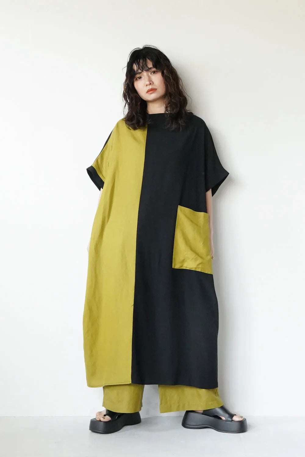 【LILA n' citta】リネンレーヨンバイカラーパンツ