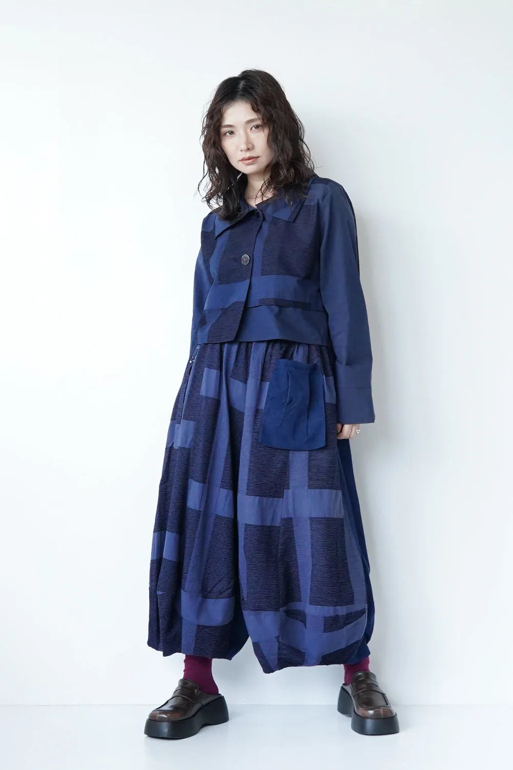 格子柄ショートジャケット