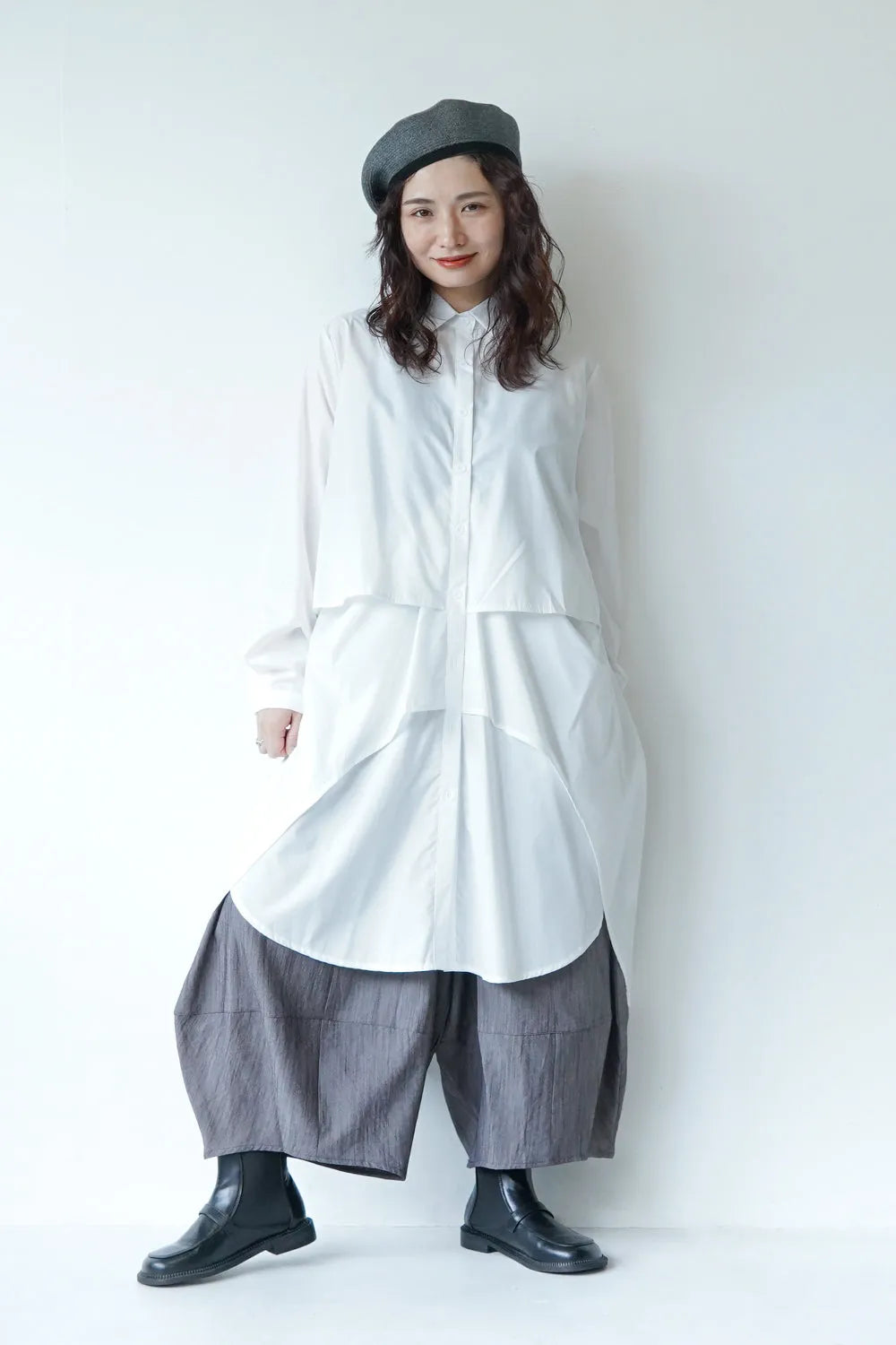 レイヤードデザインシャツワンピース