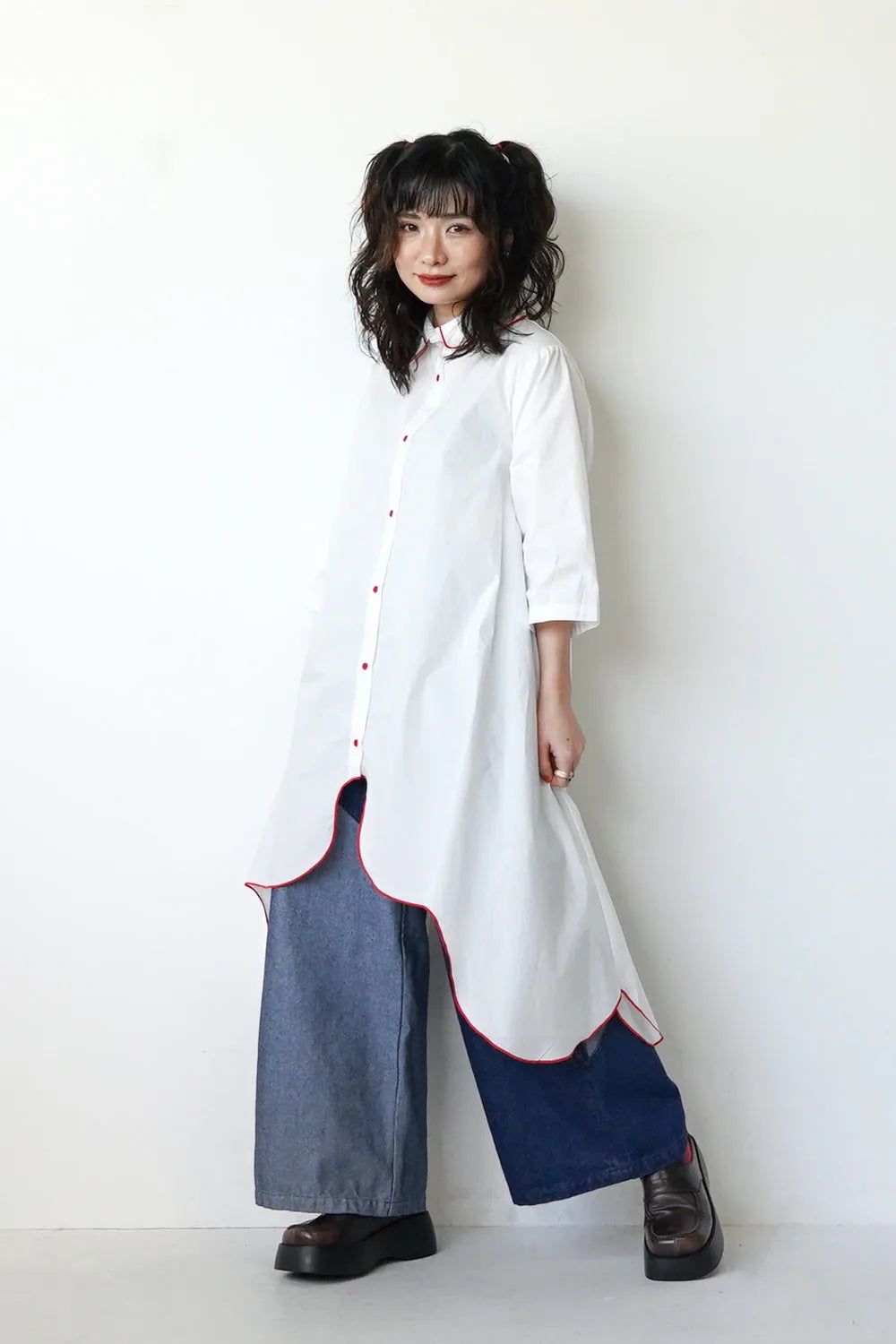 【LILA n' citta】スカラップヘムチュニックシャツ