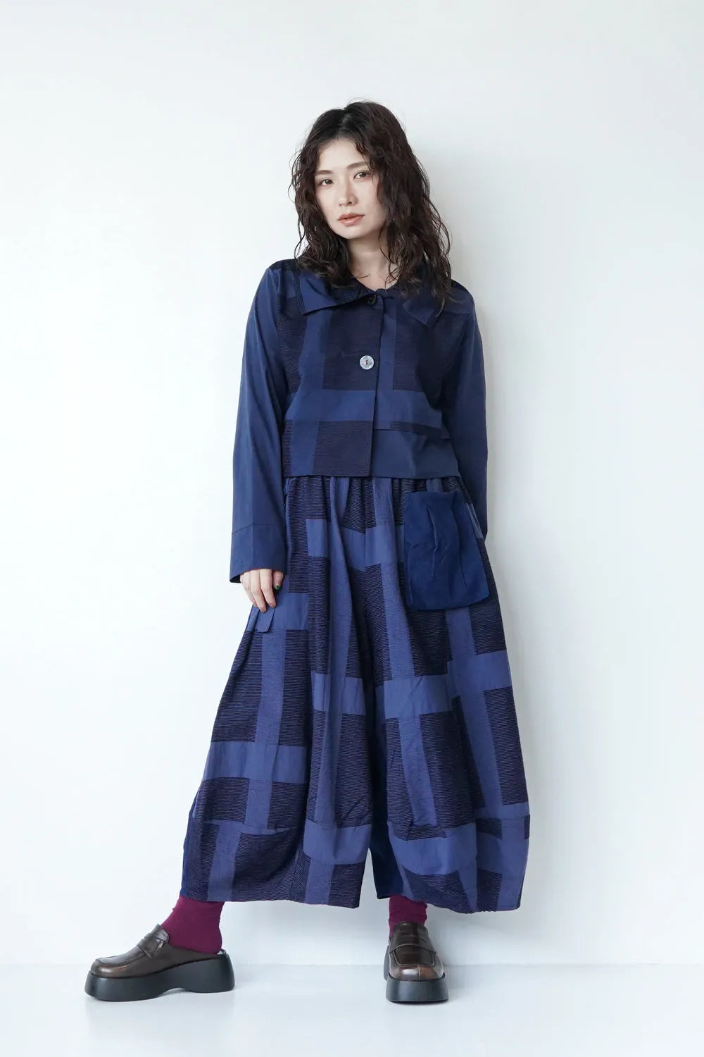 格子柄ショートジャケット