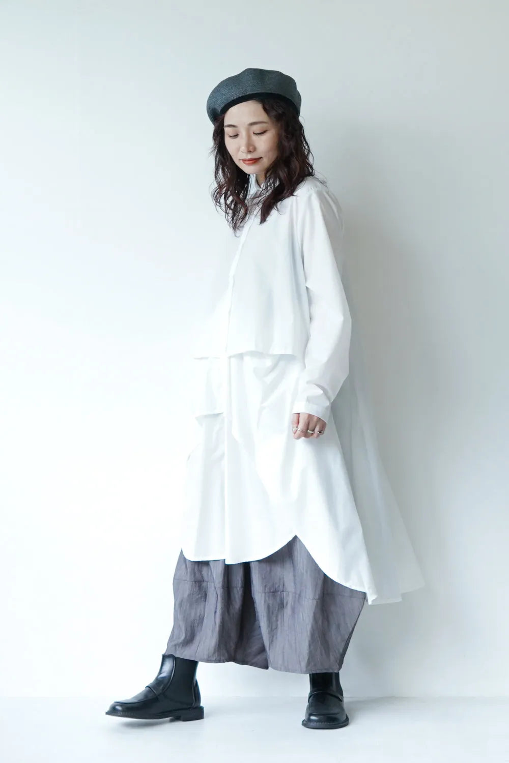 レイヤードデザインシャツワンピース