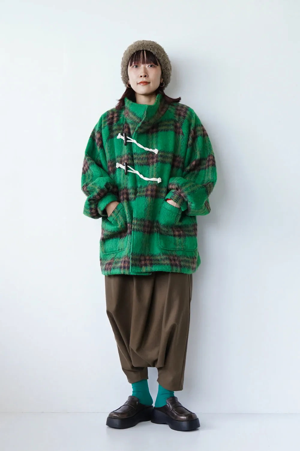 【LILA n' citta】チェック柄ハーフコート