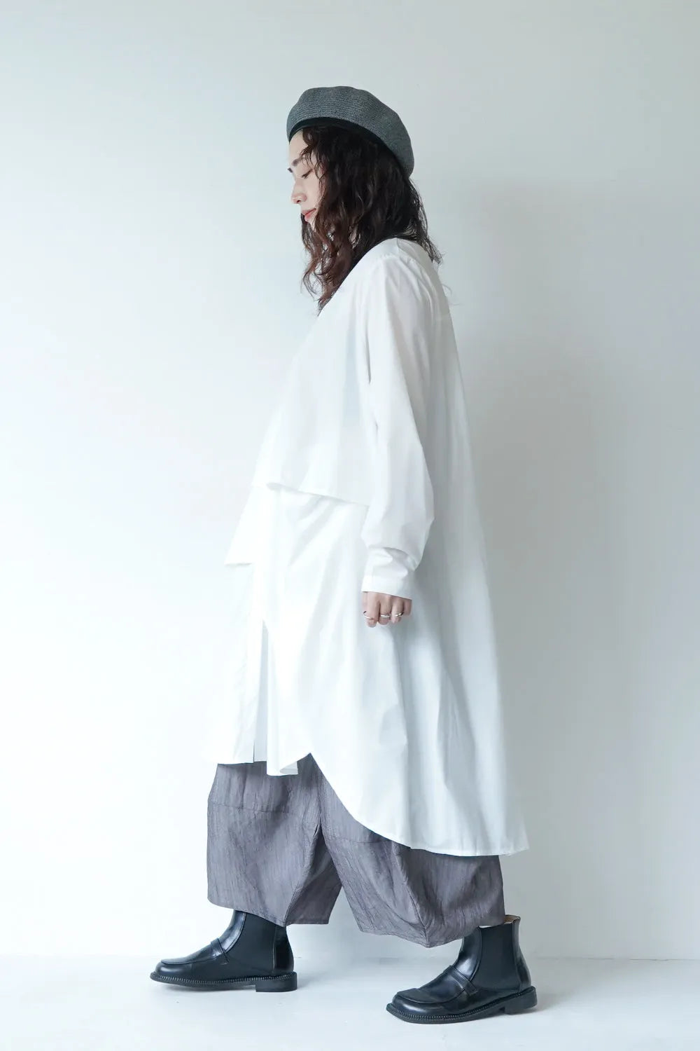 レイヤードデザインシャツワンピース