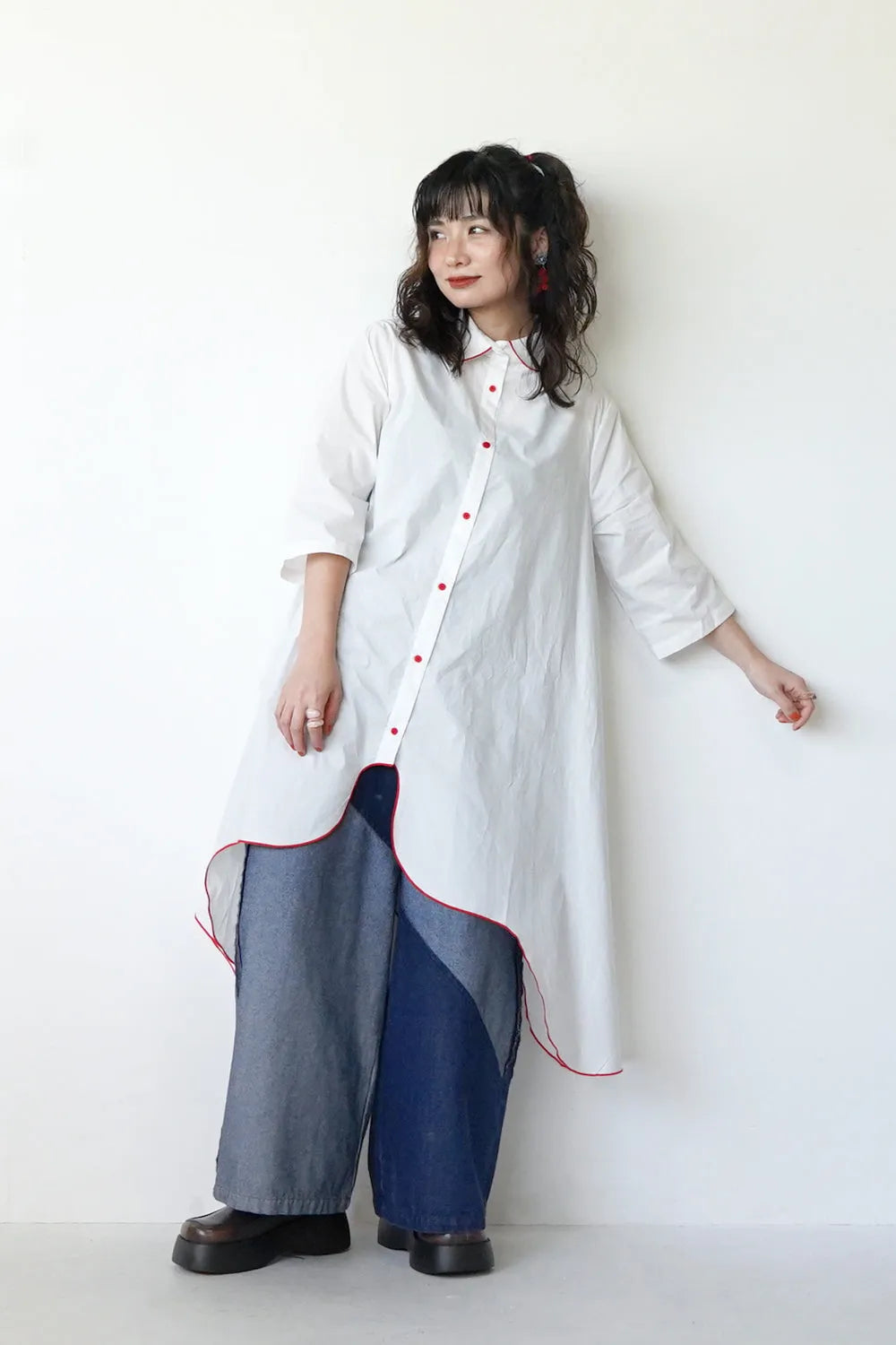 【LILA n' citta】スカラップヘムチュニックシャツ