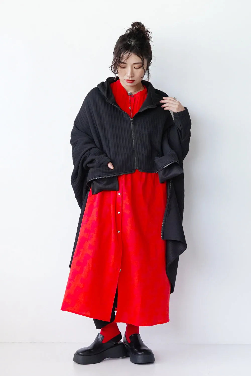 ジップデザインドルマンパーカ