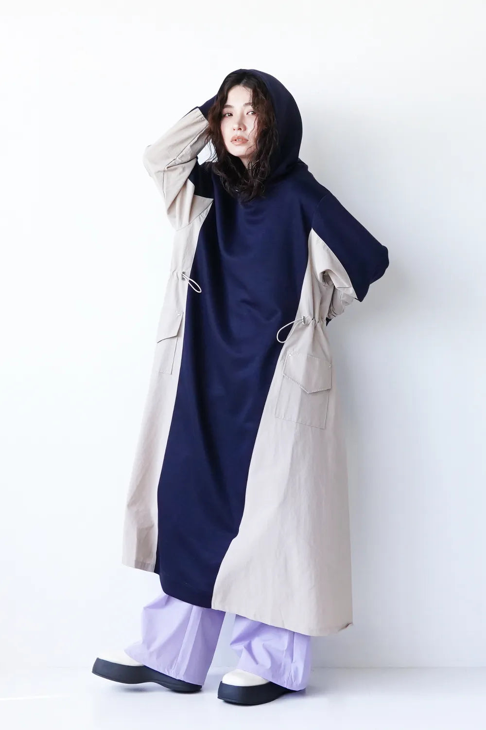 異素材切替ワンピース