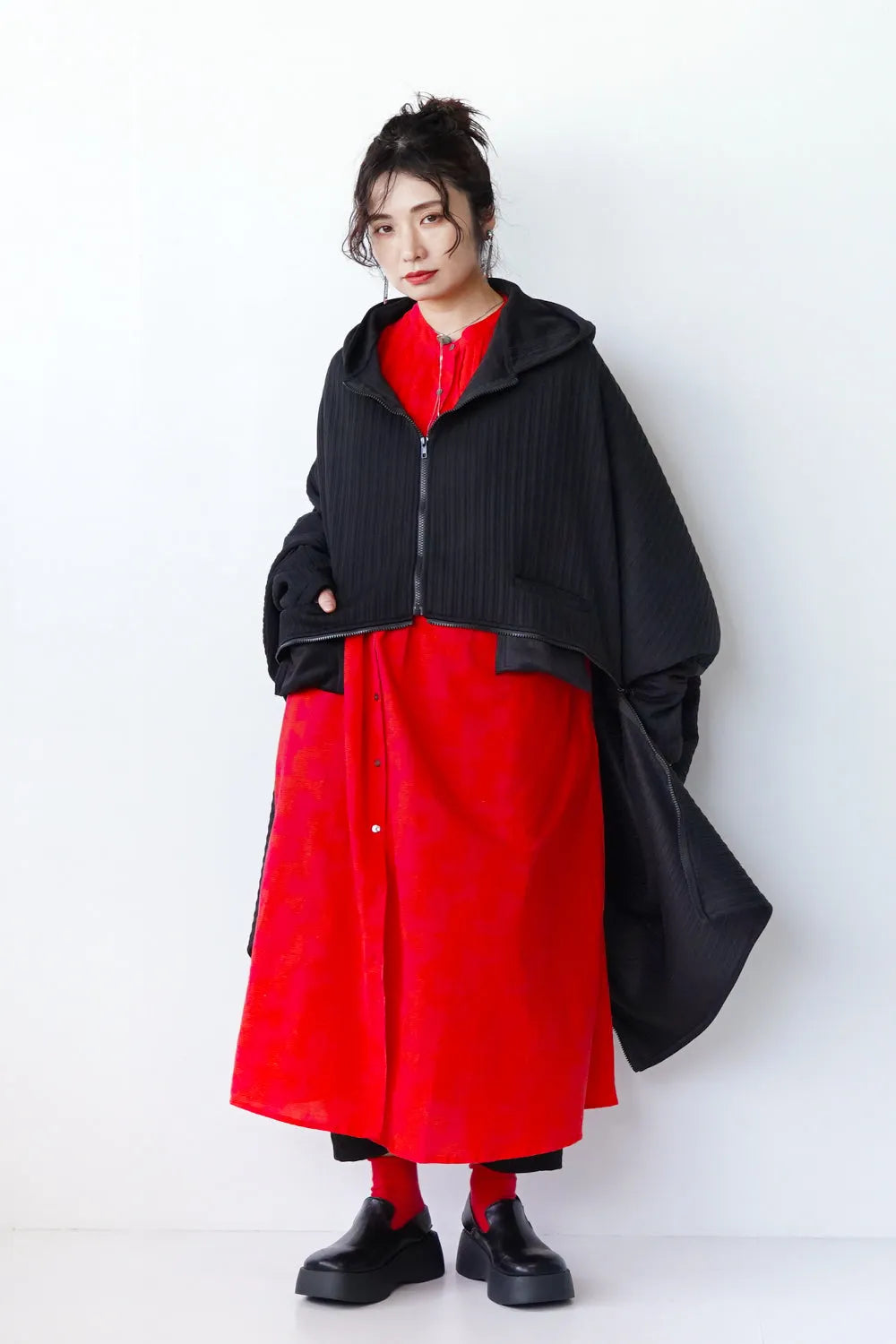 ジップデザインドルマンパーカ