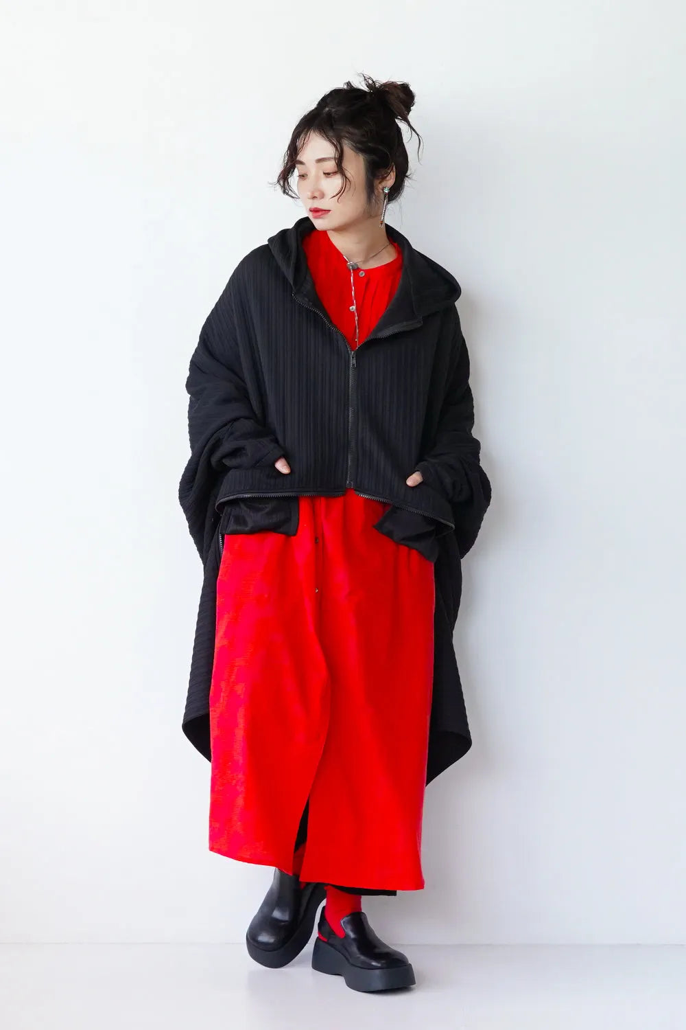 ジップデザインドルマンパーカ