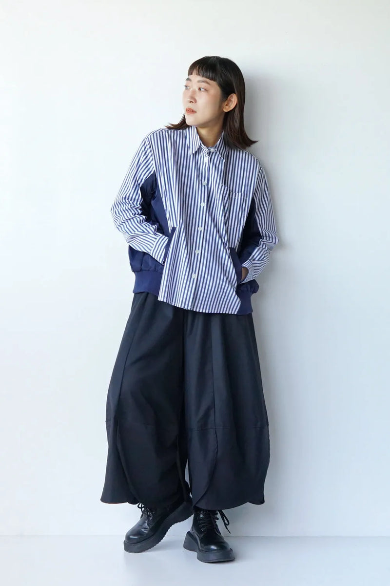 【MICALLE MICALLE】異素材切替シャツ