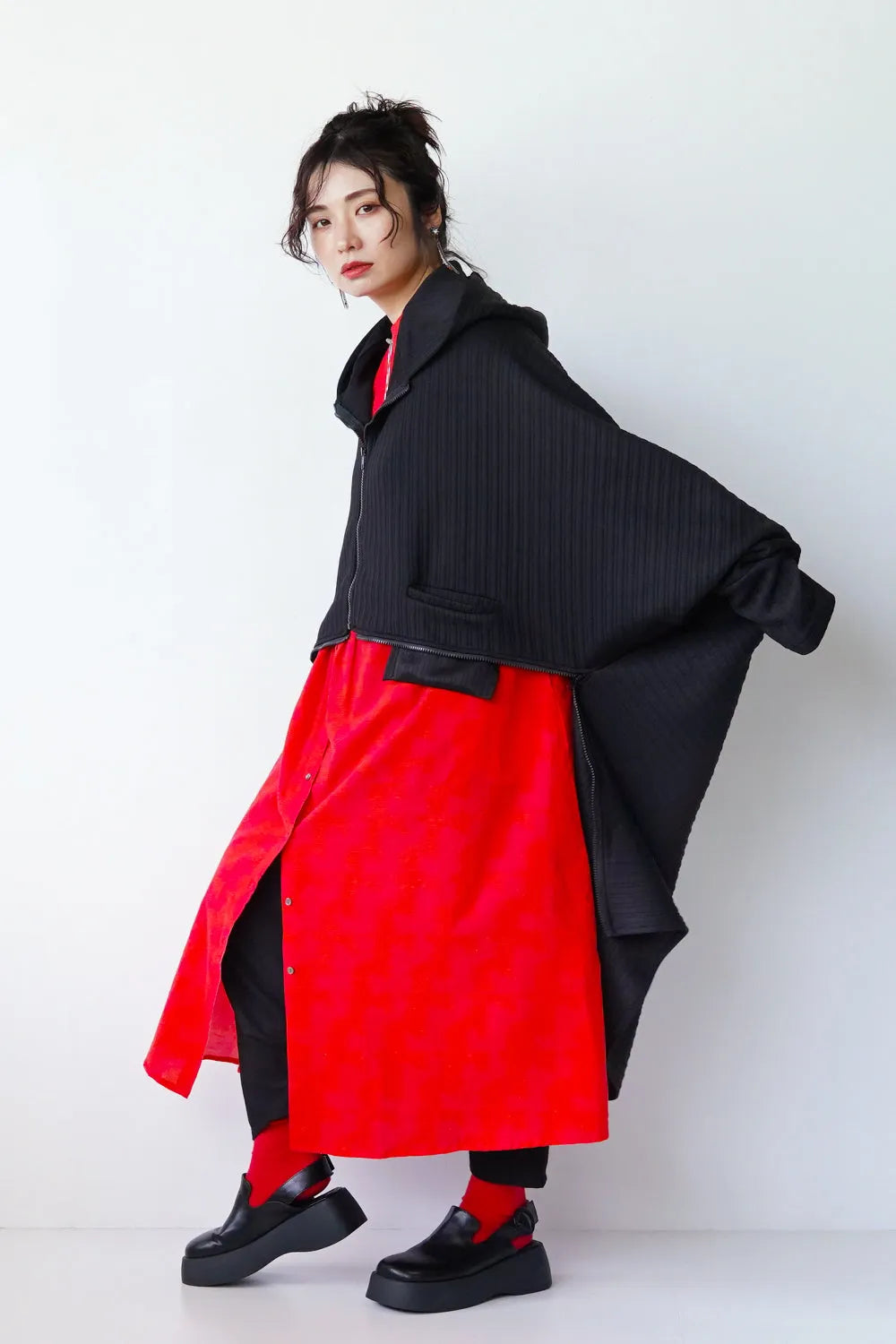 ジップデザインドルマンパーカ