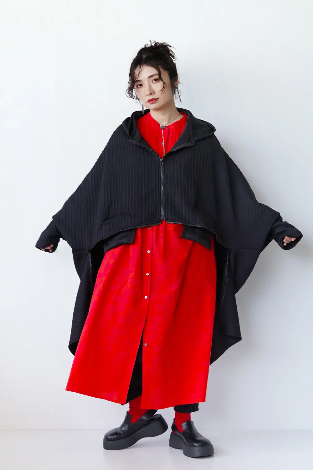 ジップデザインドルマンパーカ