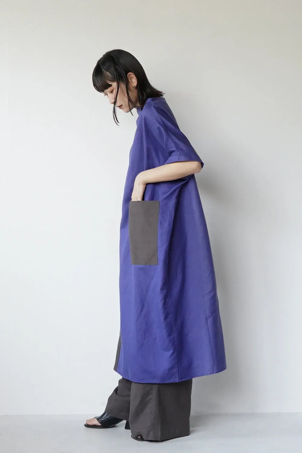 【LILA n’ citta】リネンレーヨンバイカラーワンピース