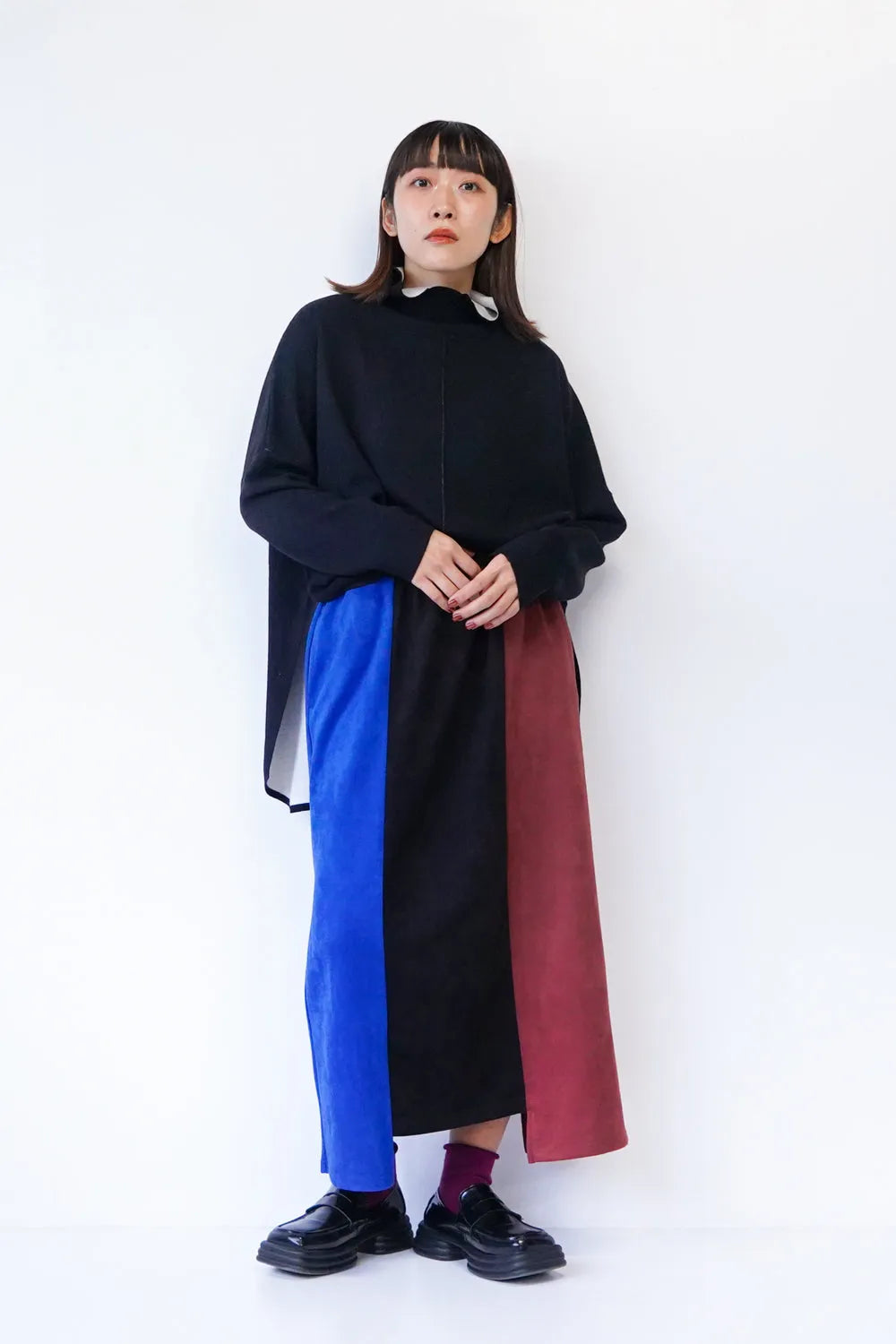 リバーシブルポンチョ風ニット