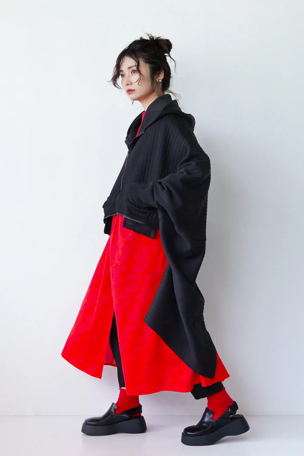 ジップデザインドルマンパーカ